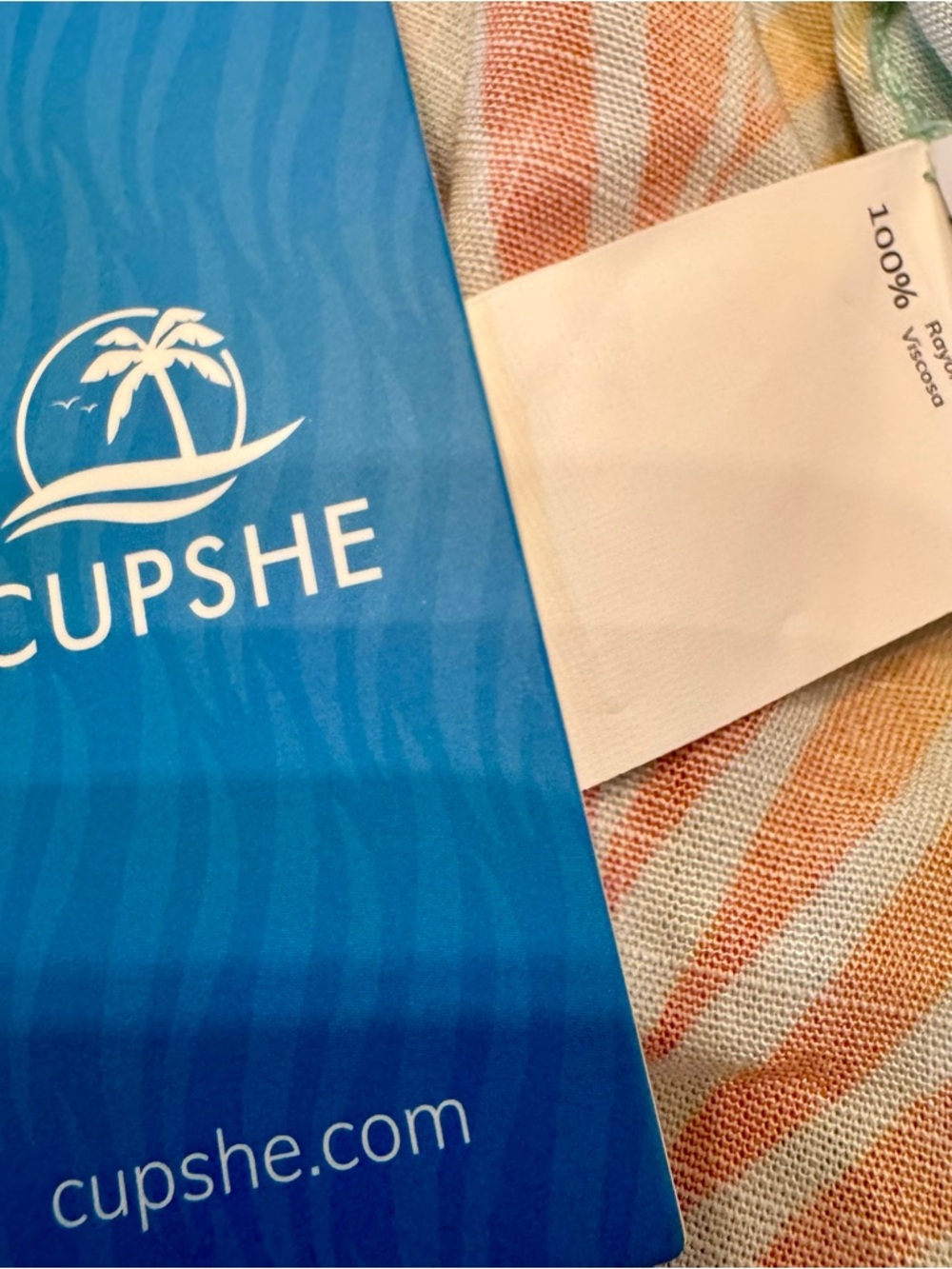 NWT Cupshe Beach Vacation Dress/Cover-up in Light Blue and Orange - Picture 6 of 7